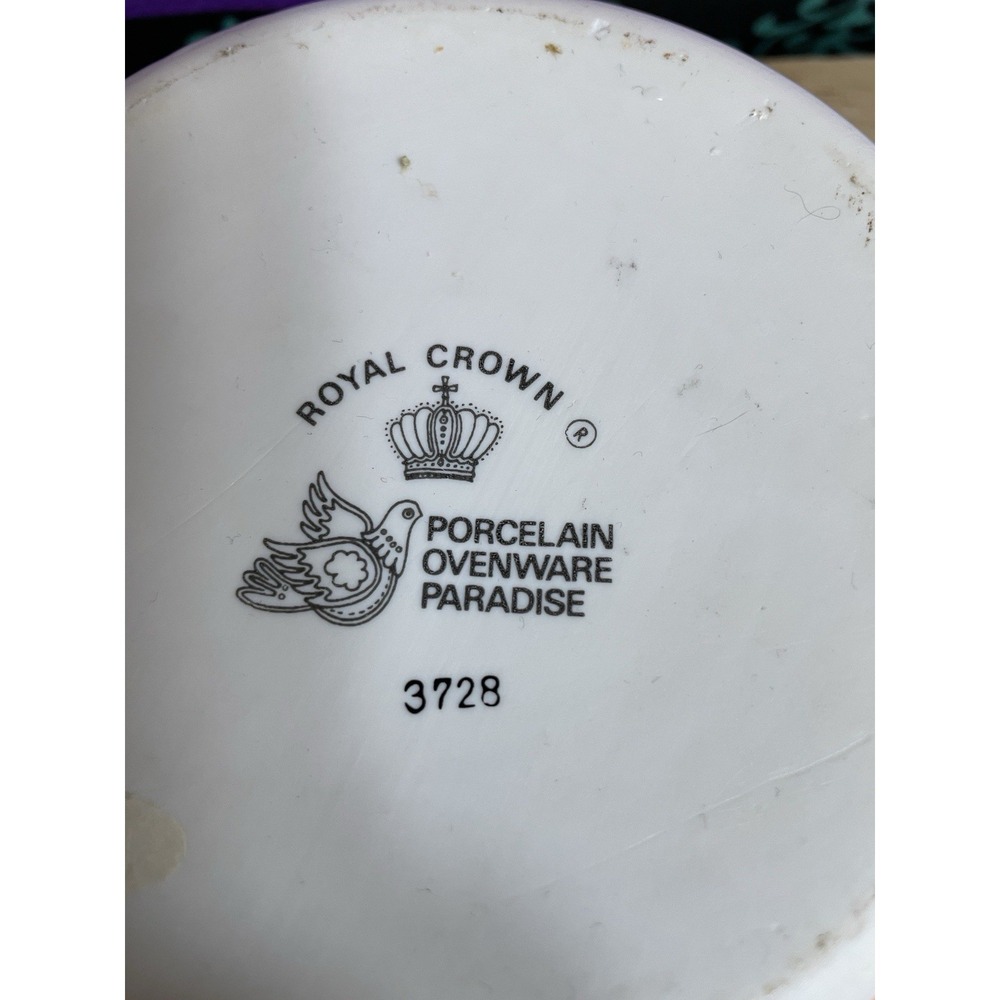Royal Crown Paradise Porcelain Oval Baking Dish, Floral Bird Design MPN 3728 - Picture 3 of 3